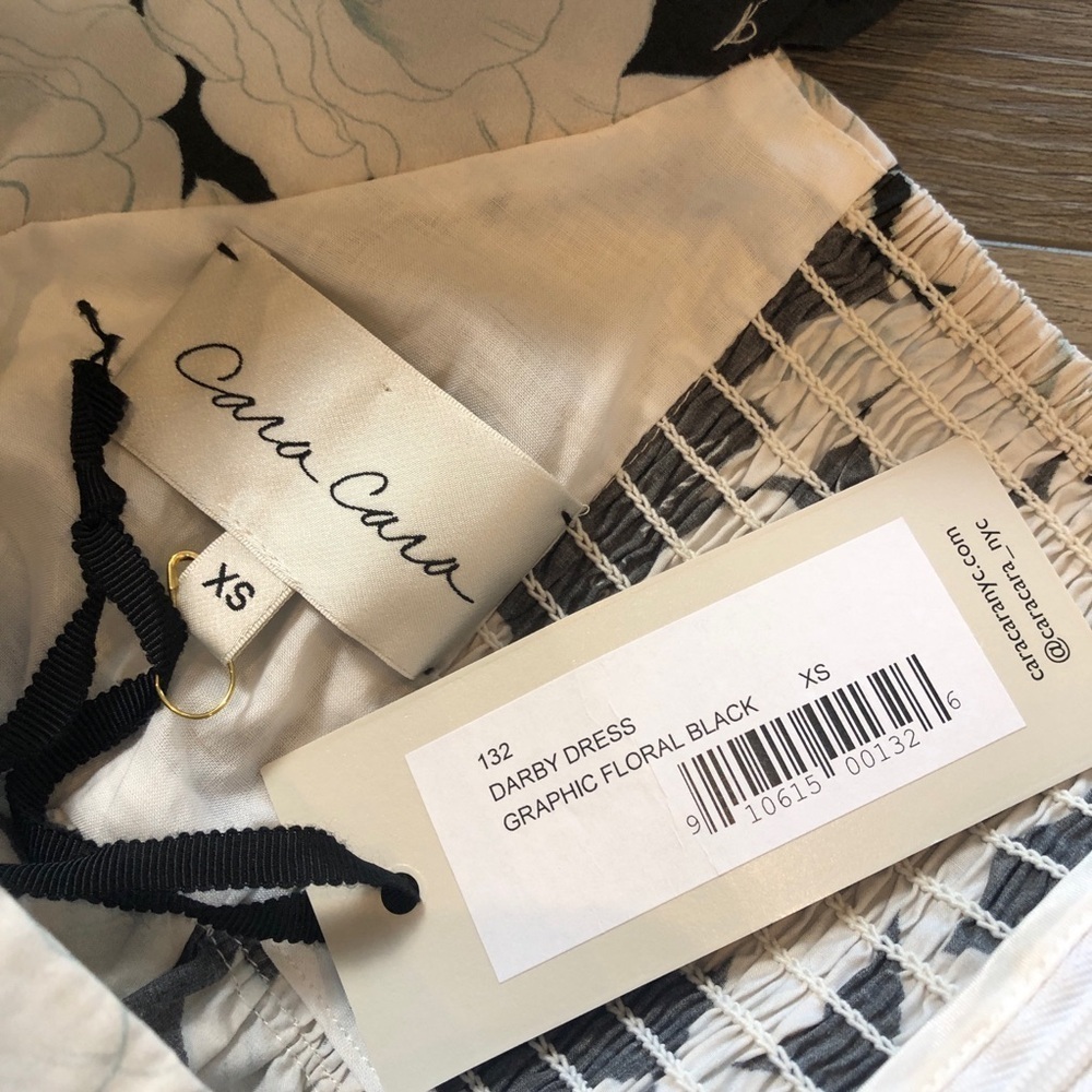 Cara Cara Darby Black Graphic Floral Midi Dress Womens Size XS NWT - Picture 7 of 11